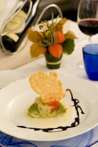 Sformato di broccoli con fonduta di pecorino romano e aceto balsamico cotto